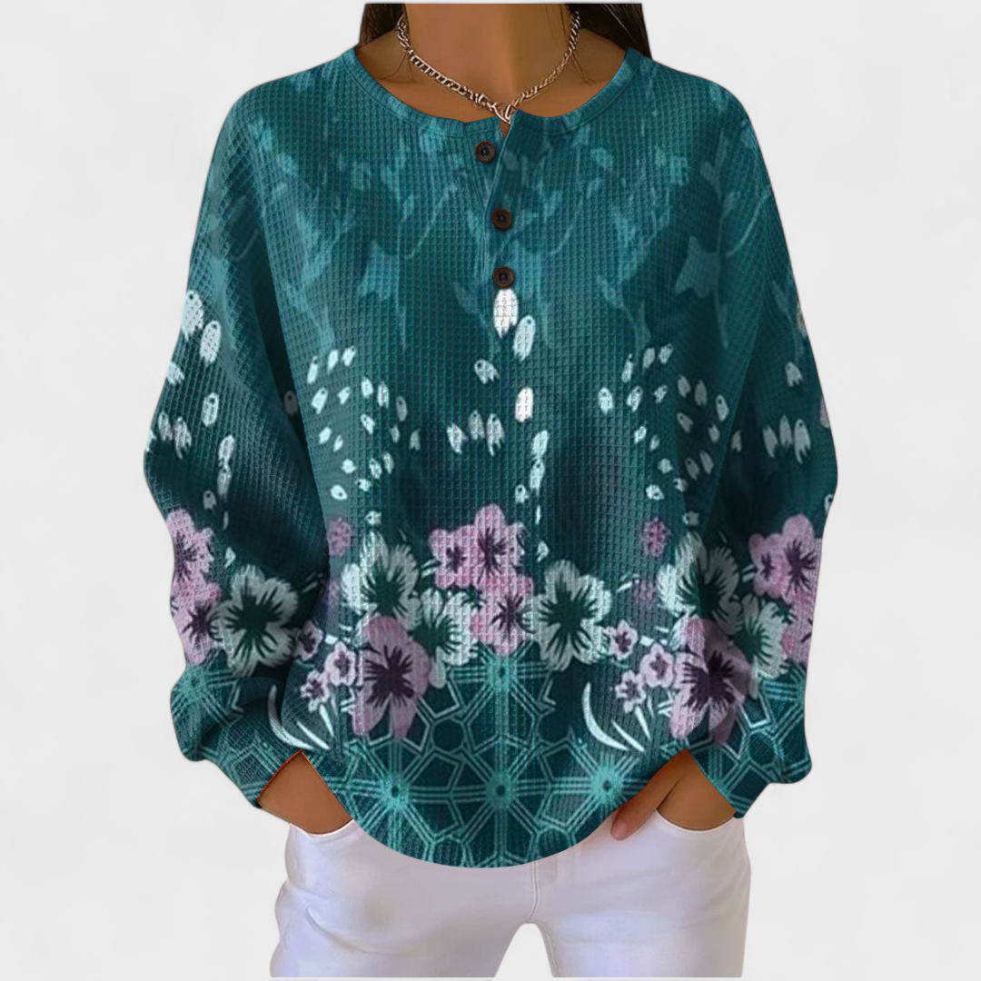 Frieda | Weihnachts Sweatshirt Damen Langarm Waffelstruktur