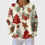 Frieda | Weihnachts Sweatshirt Damen Langarm Waffelstruktur