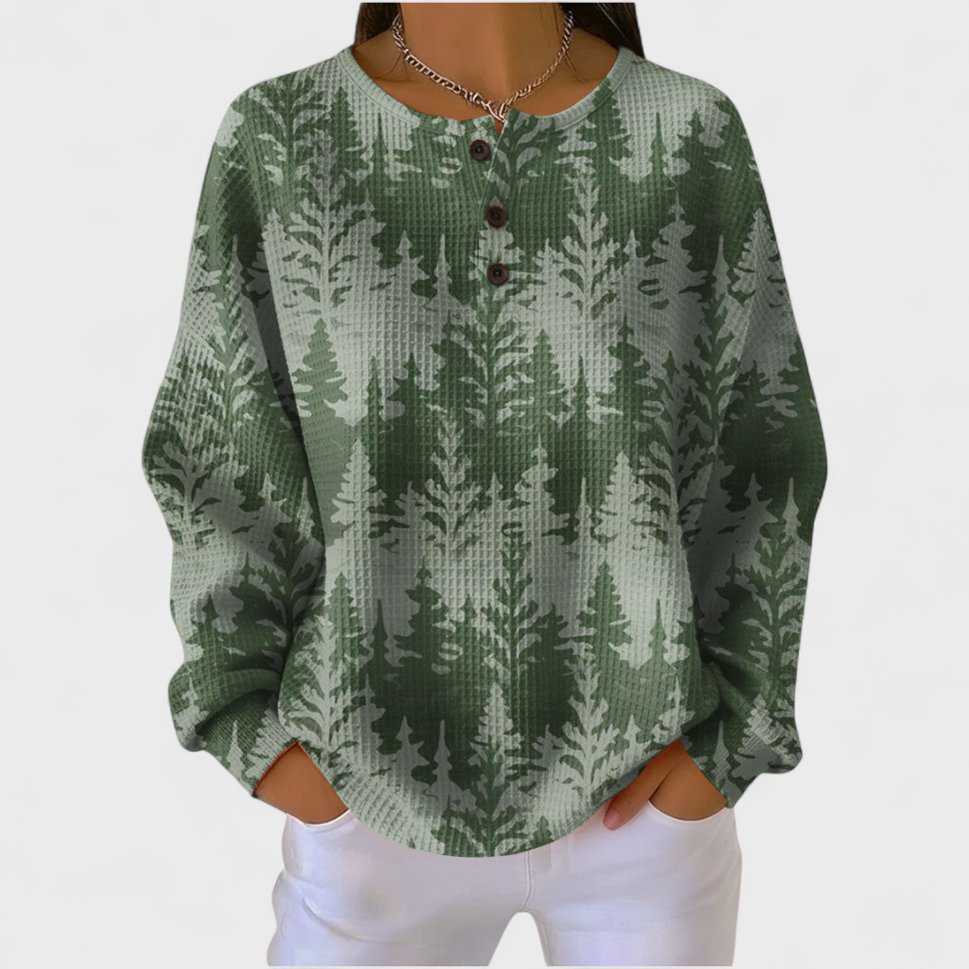 Frieda | Weihnachts Sweatshirt Damen Langarm Waffelstruktur