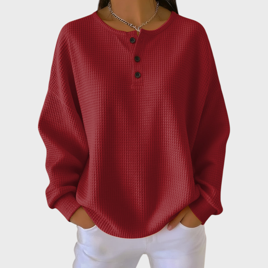 Frieda | Weihnachts Sweatshirt Damen Langarm Waffelstruktur