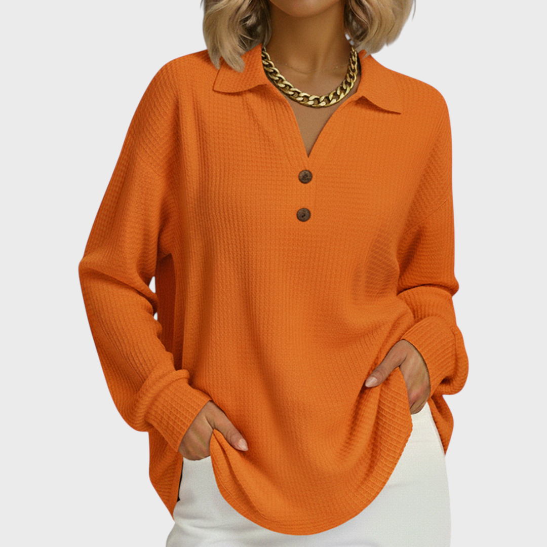 Frieda | Weihnachts Sweatshirt Damen Langarm Waffelstruktur