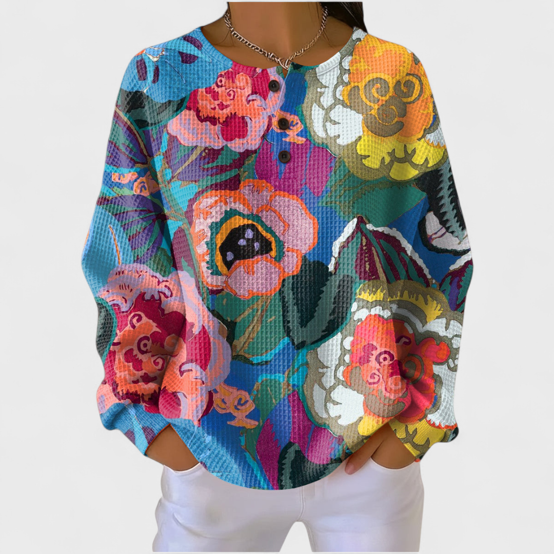 Frieda | Weihnachts Sweatshirt Damen Langarm Waffelstruktur