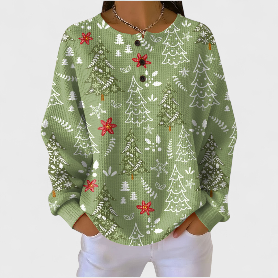 Frieda | Weihnachts Sweatshirt Damen Langarm Waffelstruktur