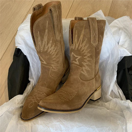 Fruzsina | Cowboy Csizma Női Metallic Hímzett Magas Szárú