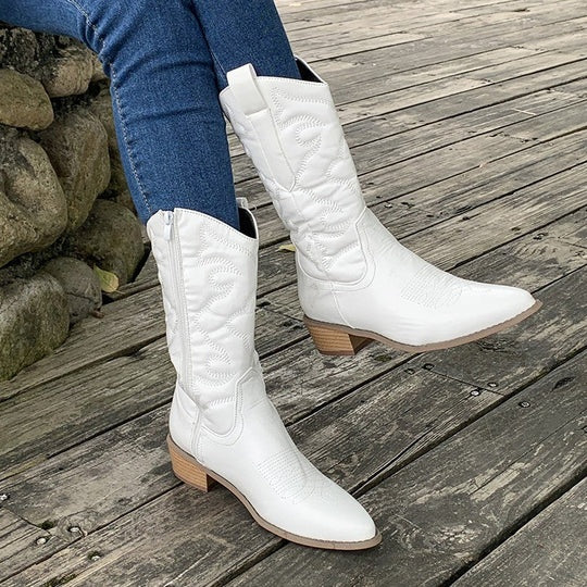 Fruzsina | Cowboy Csizma Női Metallic Hímzett Magas Szárú