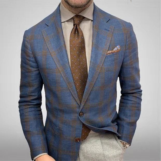 Gábor | Kockás Blézer Férfi Slim Fit Kétgombos