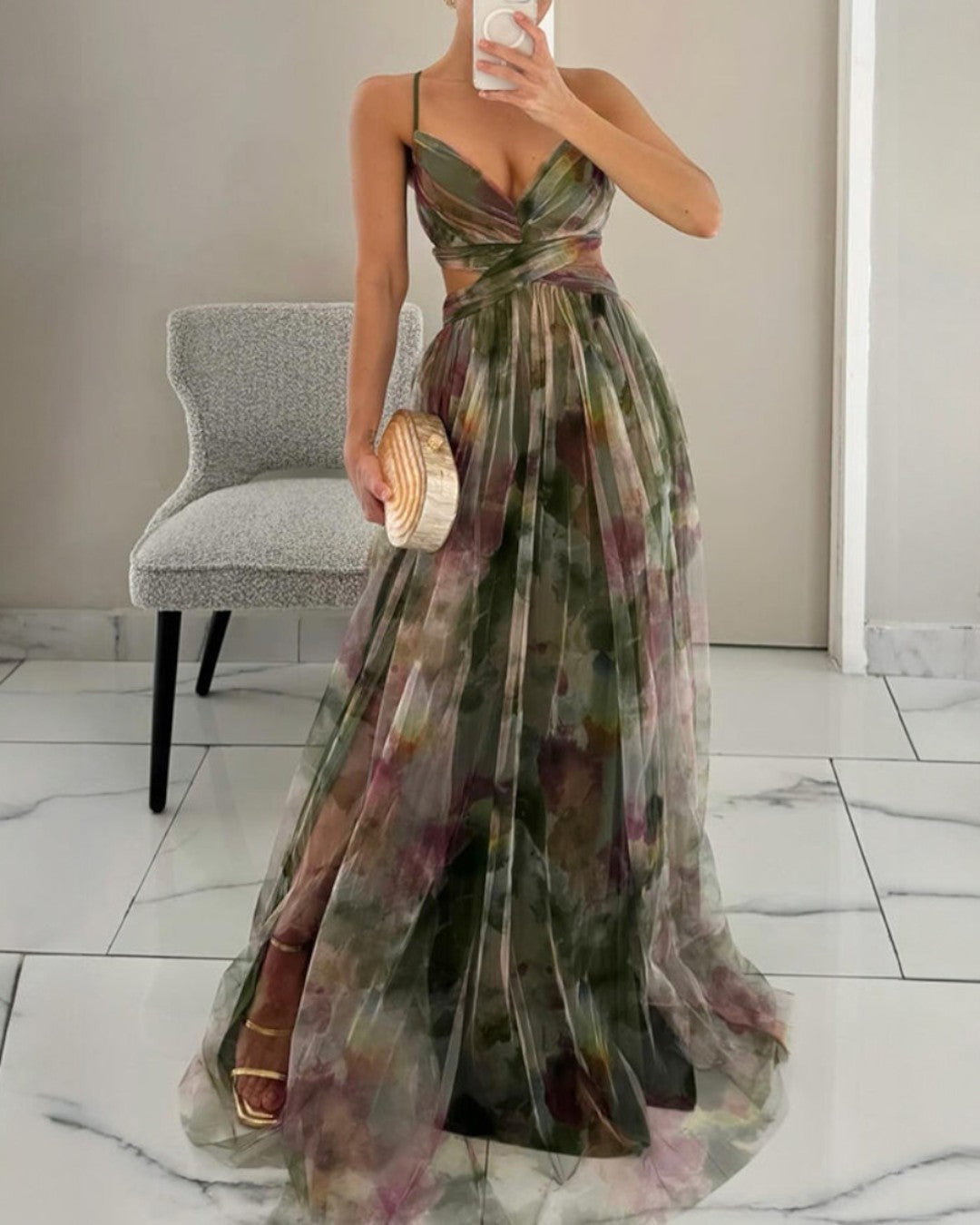 Gabriella | Alkalmi Maxi Ruha Női Pántos V-nyakú