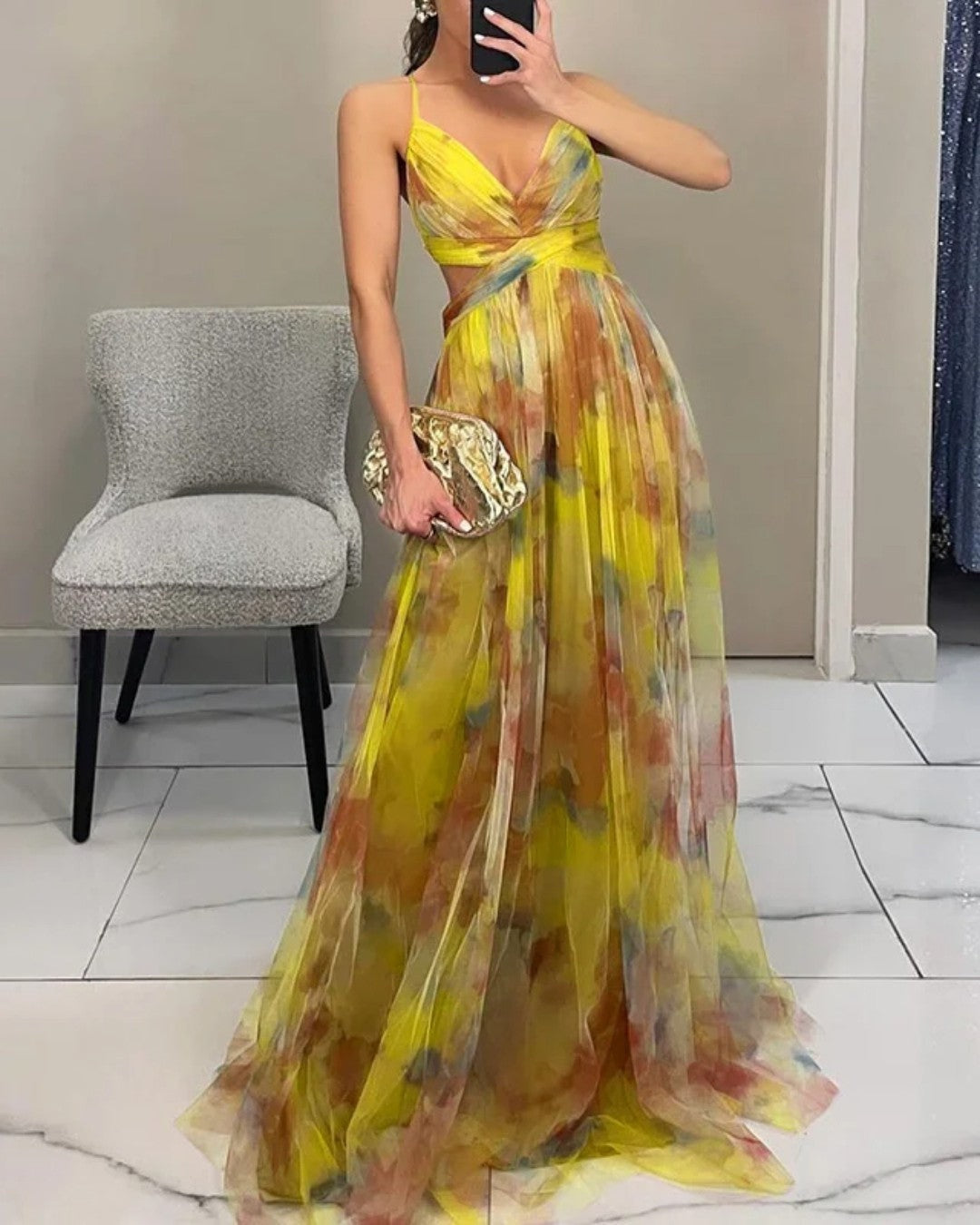 Gabriella | Alkalmi Maxi Ruha Női Pántos V-nyakú