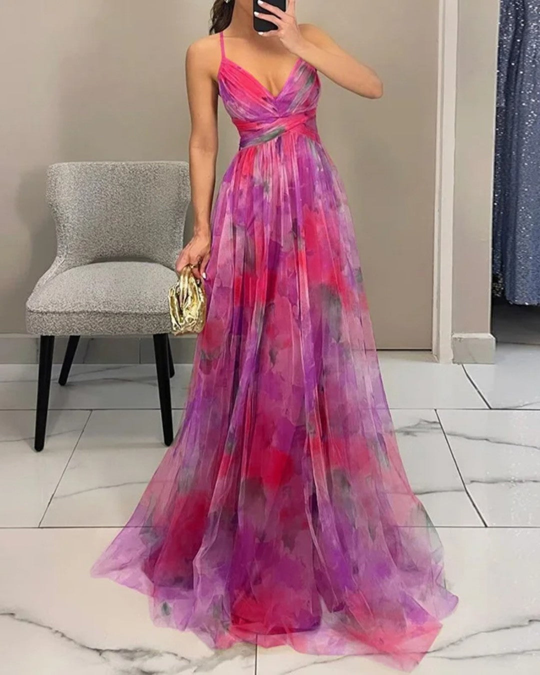 Gabriella | Alkalmi Maxi Ruha Női Pántos V-nyakú