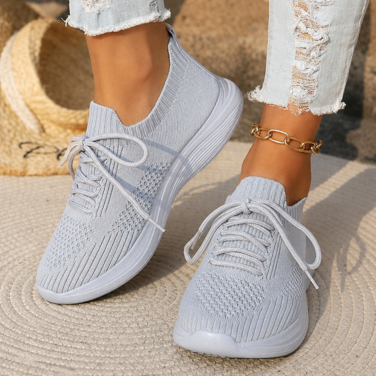 Gabriella | Sneaker Női Kötött Felsőrésszel Fűzős