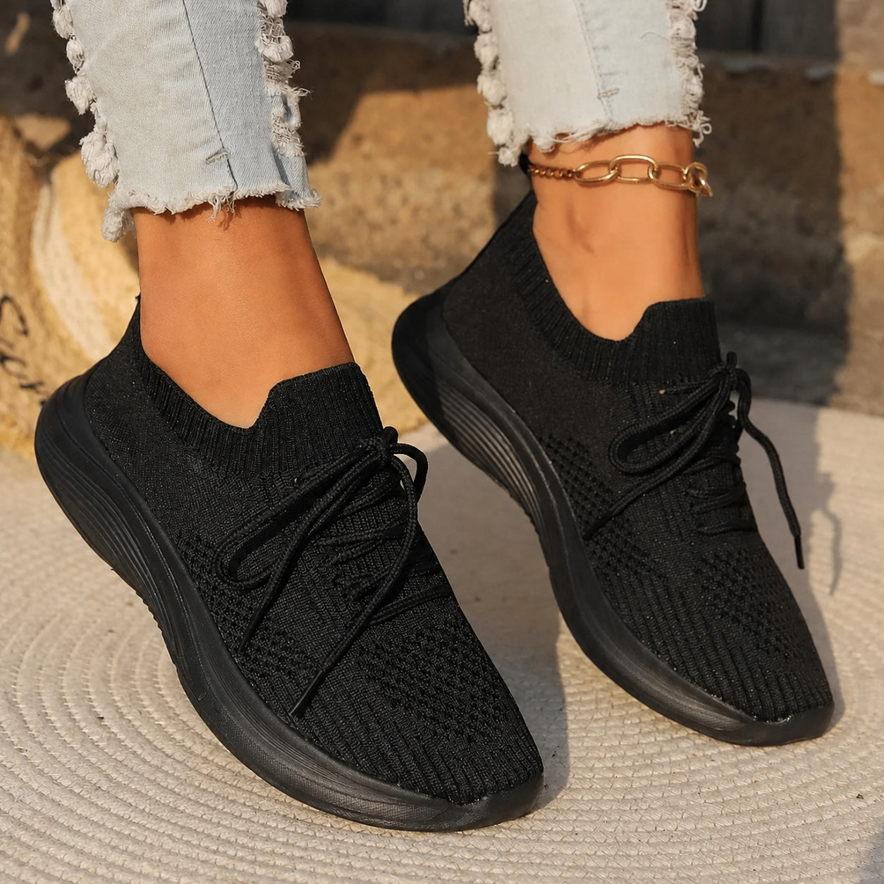 Gabriella | Sneaker Női Kötött Felsőrésszel Fűzős
