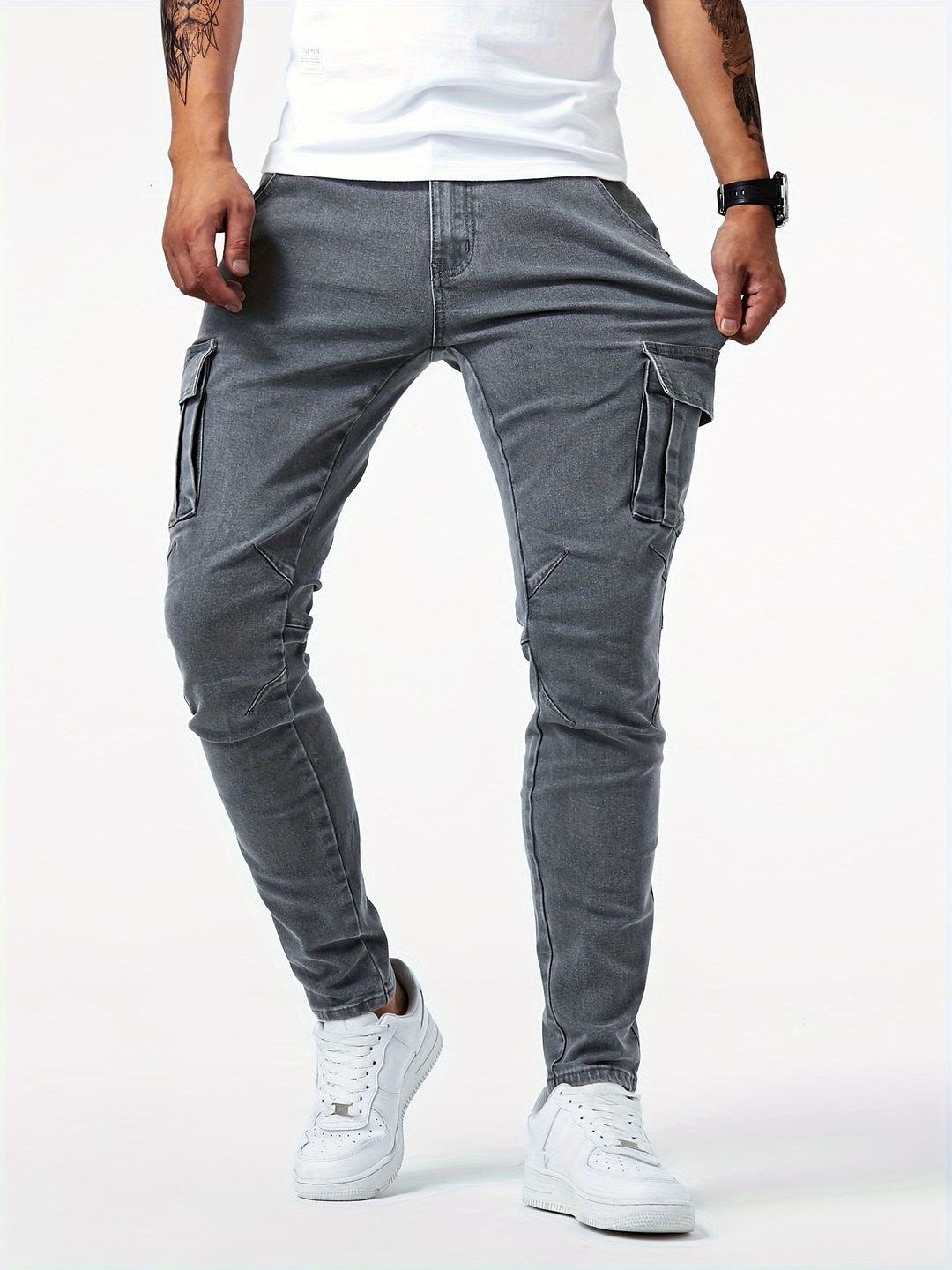 Gergő | Cargo Jeans Férfi Slim Fit Oldalzsebes