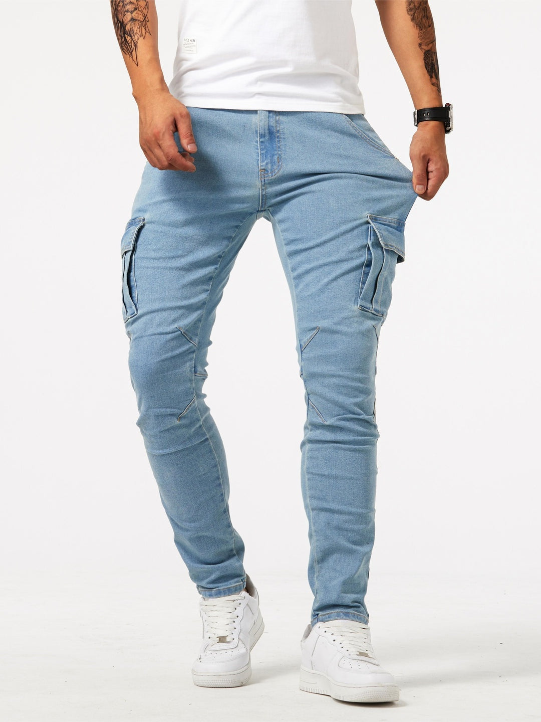 Gergő | Cargo Jeans Férfi Slim Fit Oldalzsebes