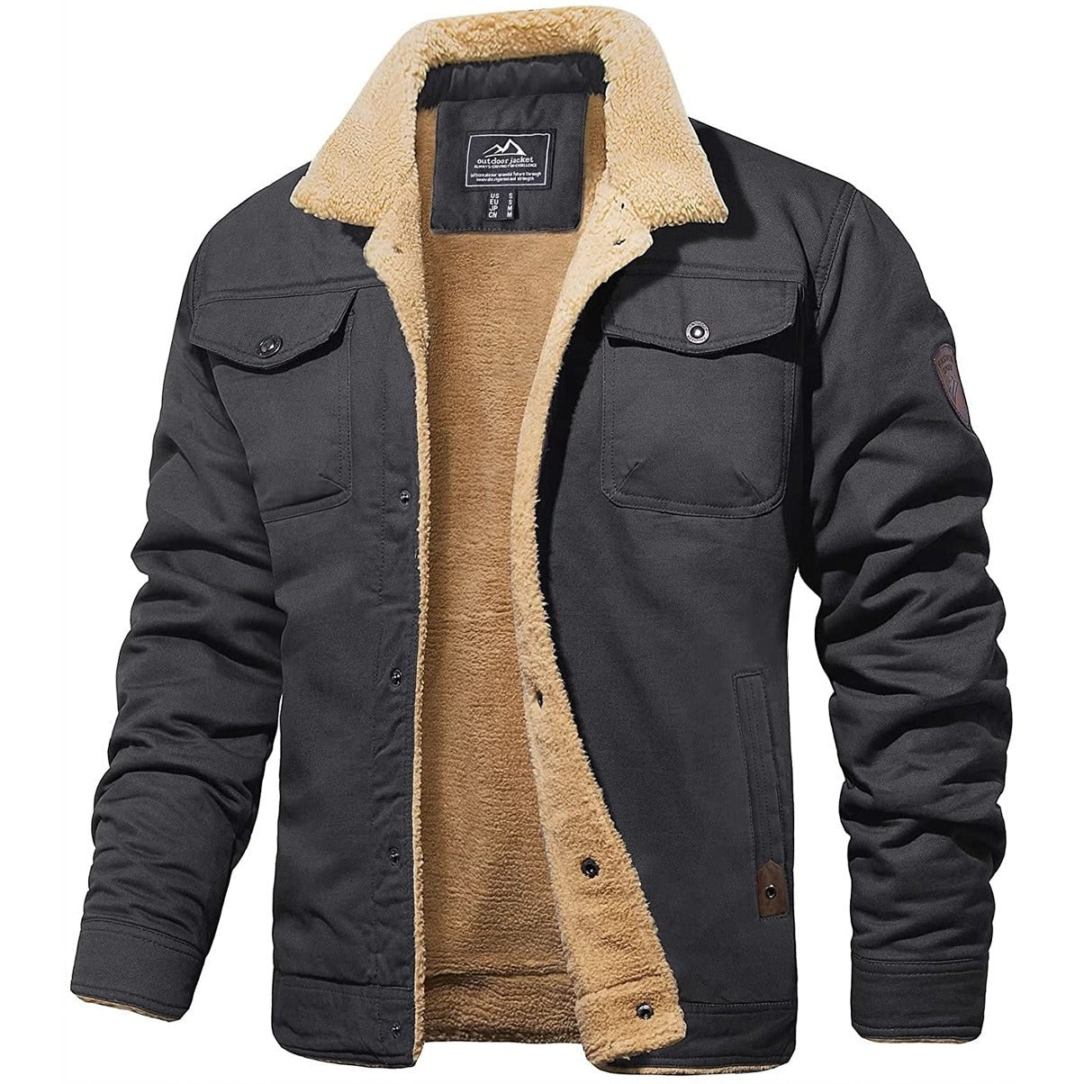 Gian | Fleecejacke Herren mit Knopfleiste Sherpa-Futter