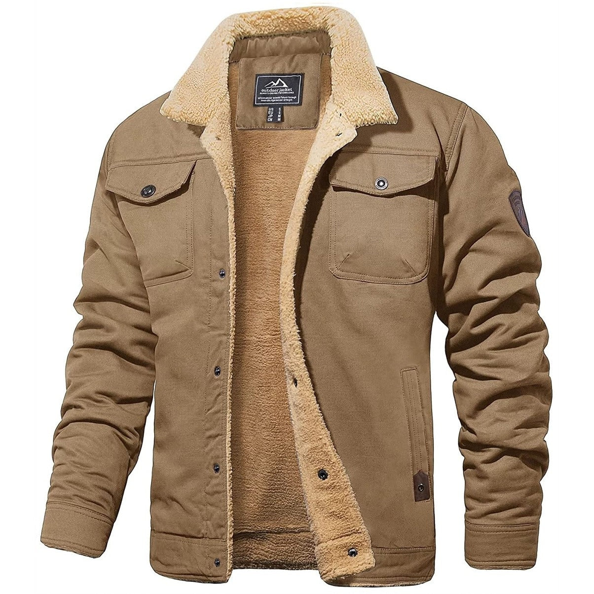 Gian | Fleecejacke Herren mit Knopfleiste Sherpa-Futter