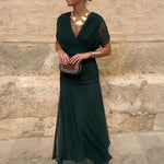 Hanna | Alkalmi Maxi Ruha Esküvőre Női V-nyakú Chiffon