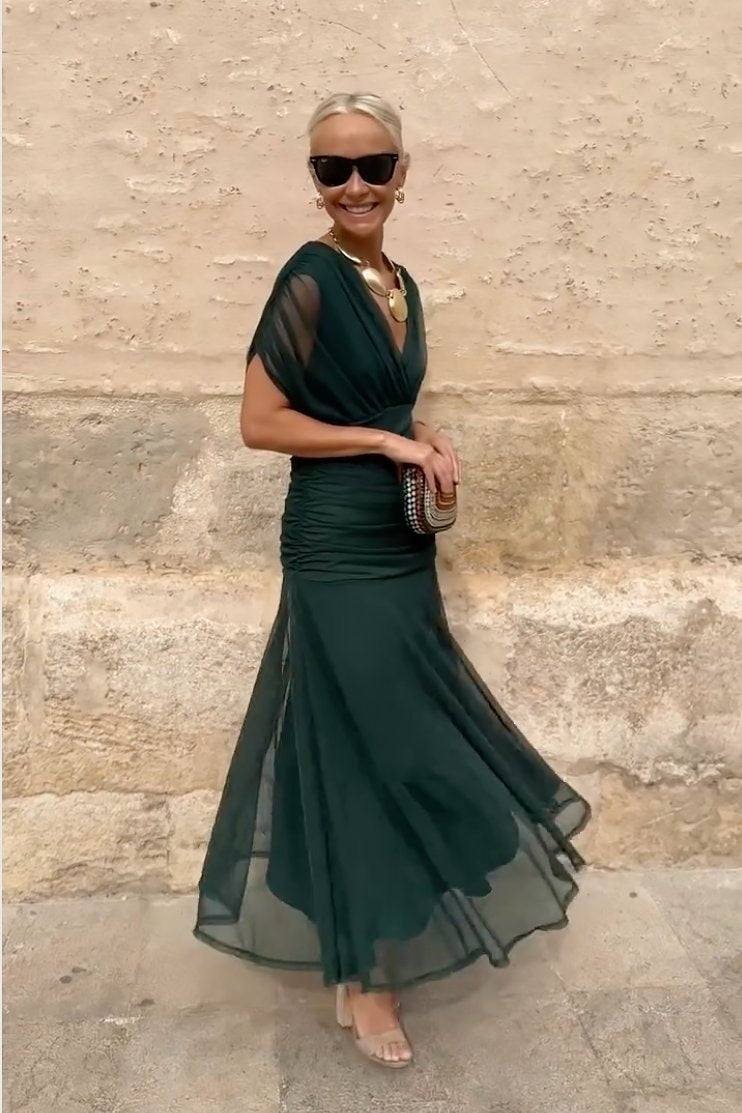 Hanna | Alkalmi Maxi Ruha Esküvőre Női V-nyakú Chiffon