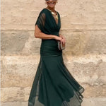 Hanna | Alkalmi Maxi Ruha Esküvőre Női V-nyakú Chiffon