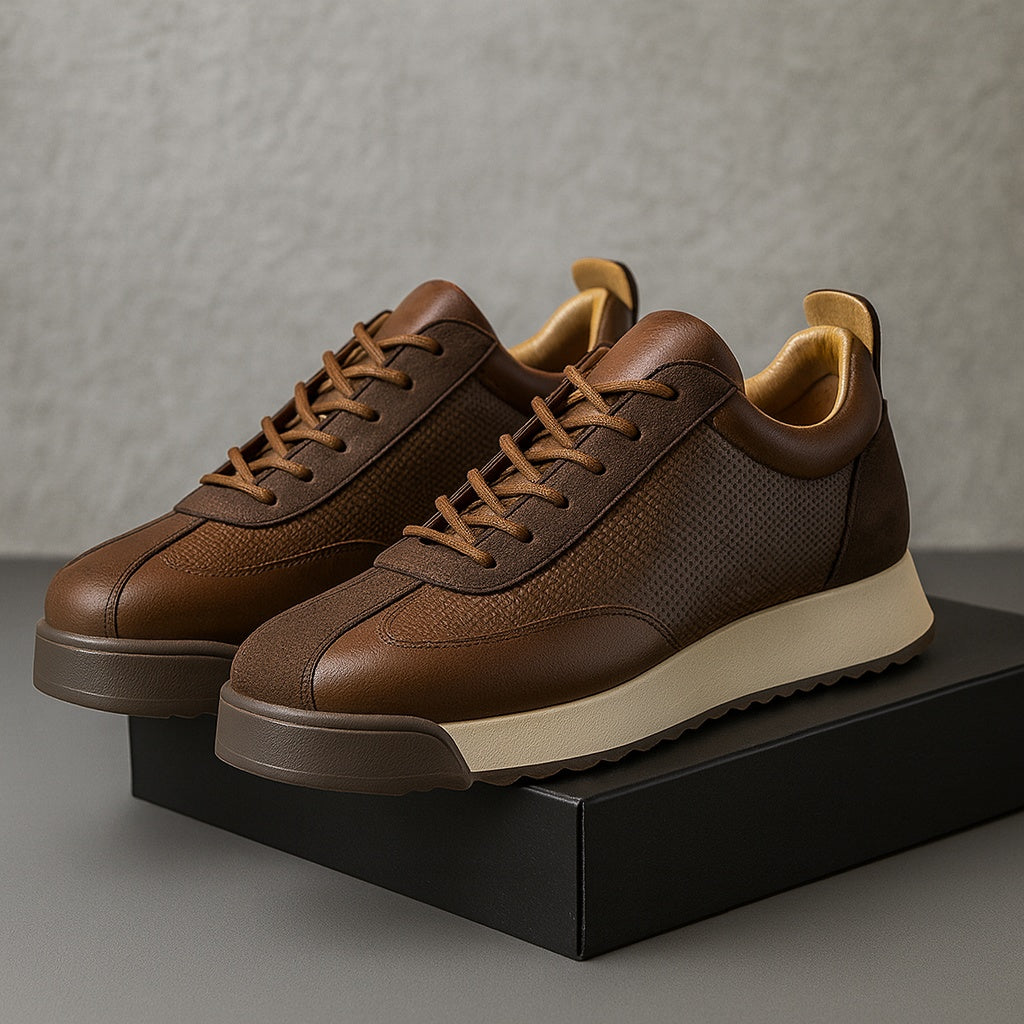 Hanna | Bőr Sneaker Női Platform Talpú Fűzős