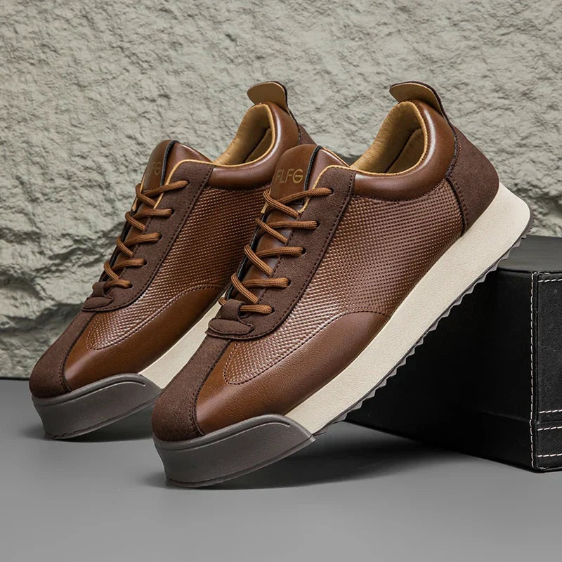 Hanna | Bőr Sneaker Női Platform Talpú Fűzős