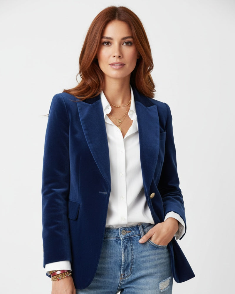 Hanna | Velúr Blézer Női Elegáns Gombos