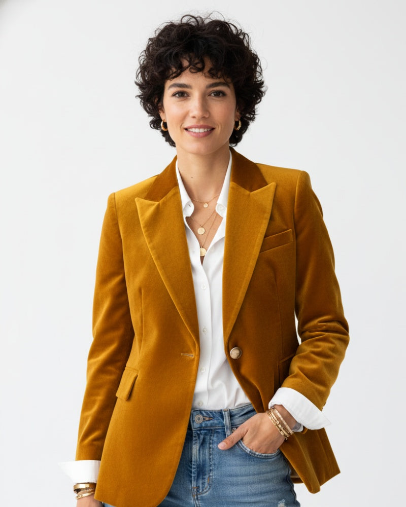 Hanna | Velúr Blézer Női Elegáns Gombos