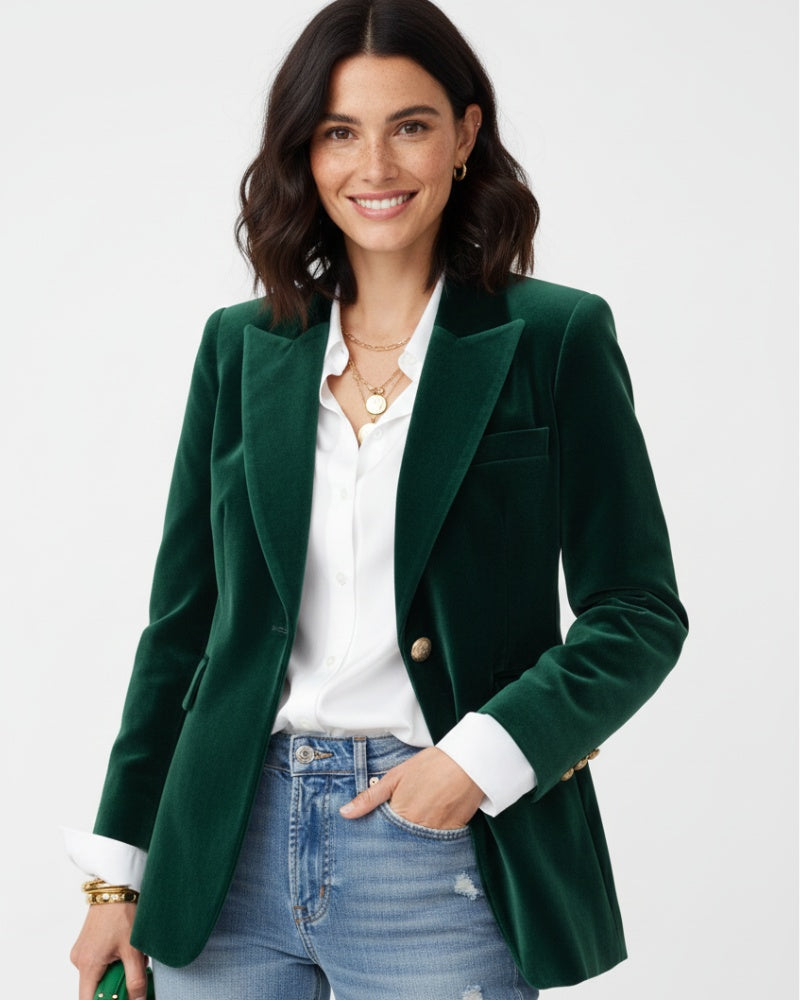 Hanna | Velúr Blézer Női Elegáns Gombos