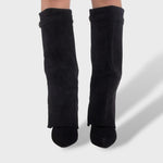 Heidi | Kniehohe Stiefel Damen Veloursleder Blockabsatz