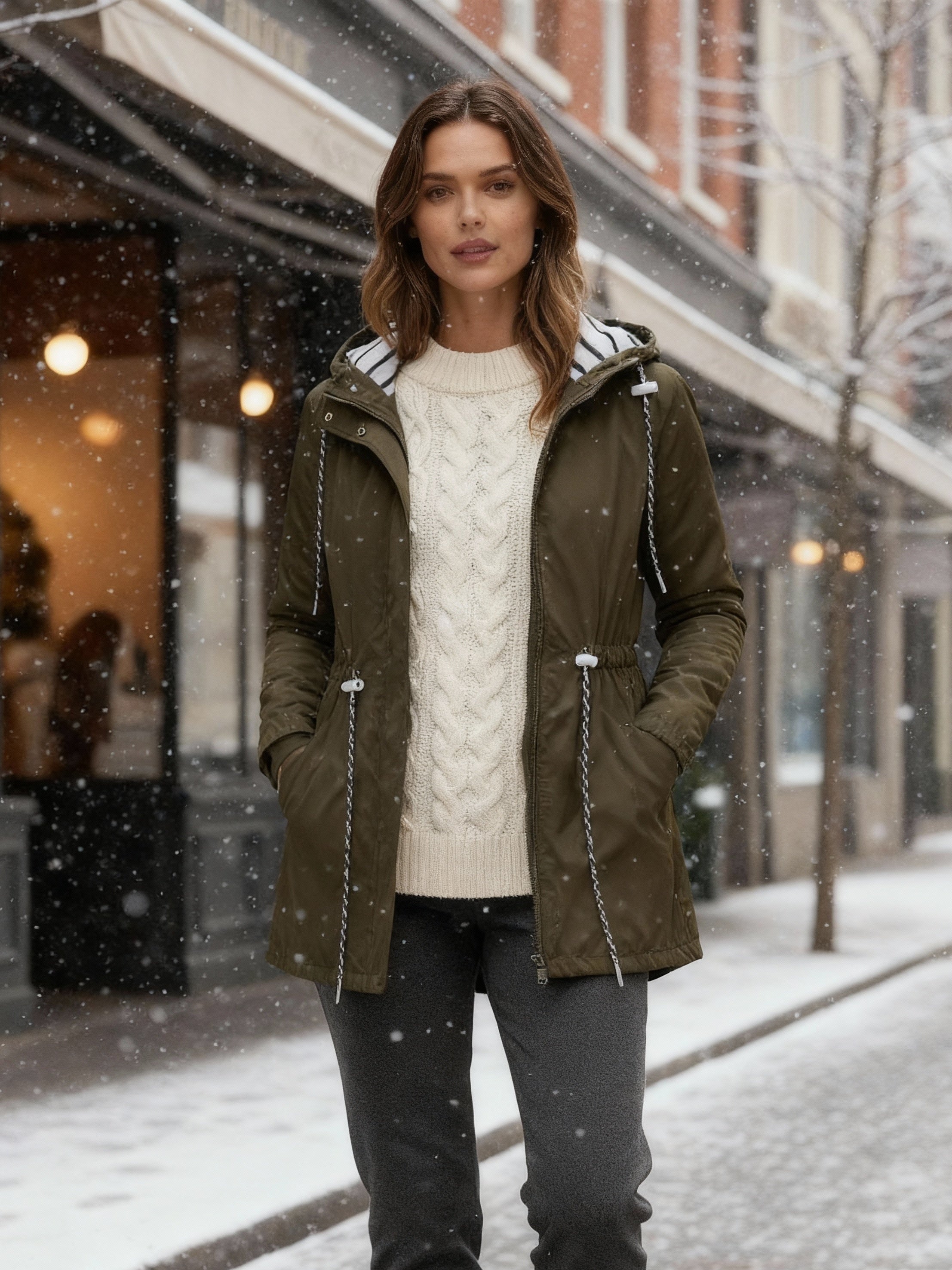 Heidi | Parka Damen mit Kapuze Wasserdicht Tailliert