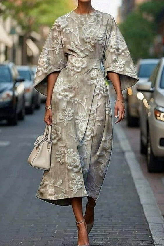Ildikó | Alkalmi Midi Ruha Női Kimono Ujjú Övvel