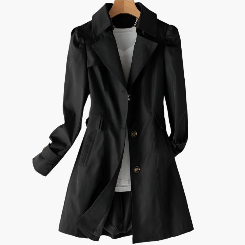 Ildikó | Trench Coat Női Hosszú Átmeneti Kabát Gombos