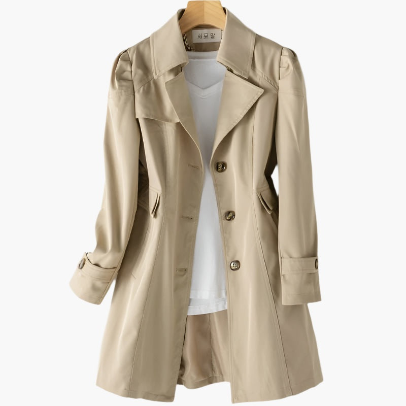 Ildikó | Trench Coat Női Hosszú Átmeneti Kabát Gombos