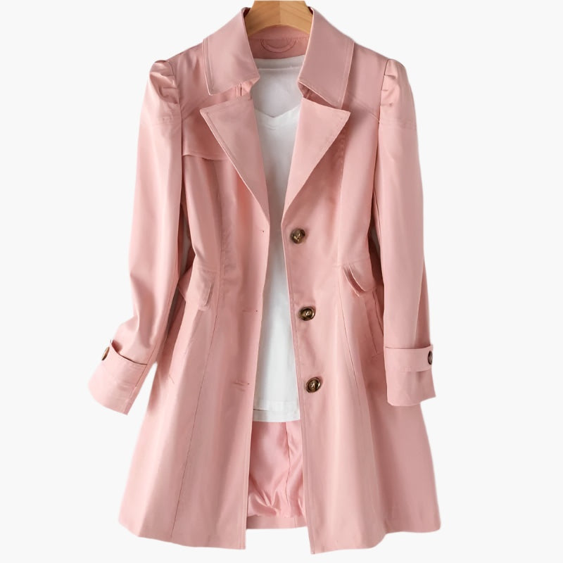Ildikó | Trench Coat Női Hosszú Átmeneti Kabát Gombos