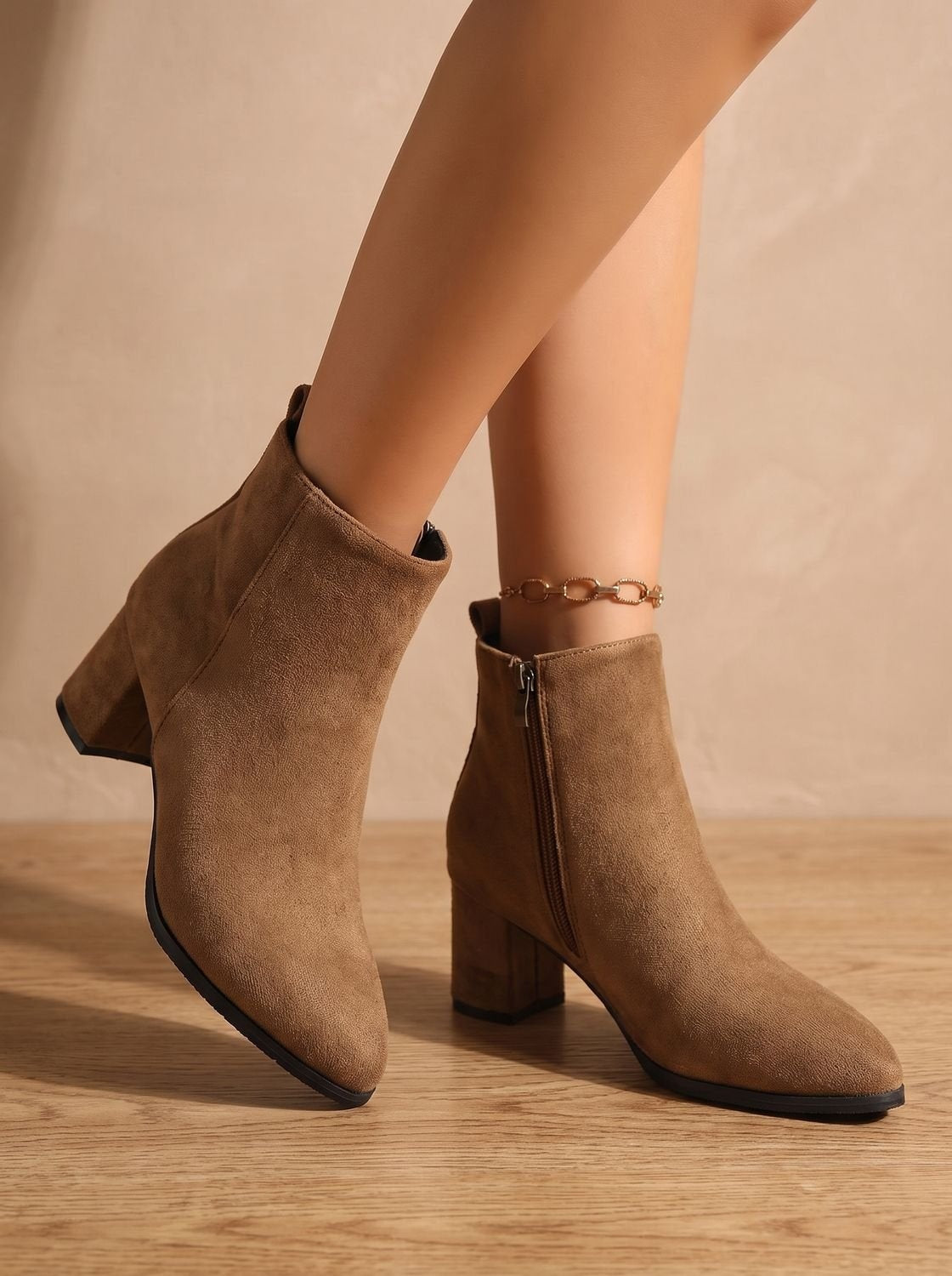 Irene | Chelsea Boots Damen Wildleder Blockabsatz Reissverschluss