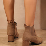Irene | Chelsea Boots Damen Wildleder Blockabsatz Reissverschluss