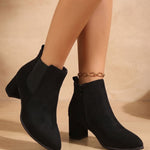 Irene | Chelsea Boots Damen Wildleder Blockabsatz Reissverschluss