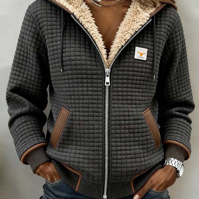 Isabelle | Fleecejacke Damen Jacke Fleece mit Kapuze Sherpa-Futter Reißverschluss