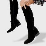 Isabelle | Kniehohe Stiefel Damen Wildleder Blockabsatz