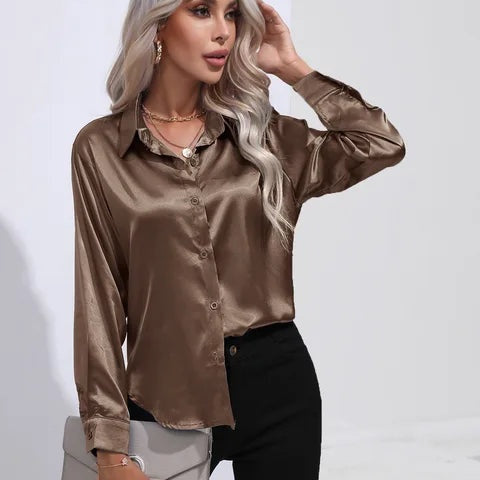Isabelle | Satinbluse Damen Langarm Elegant