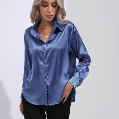Isabelle | Satinbluse Damen Langarm Elegant