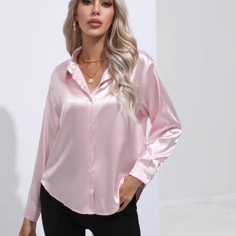 Isabelle | Satinbluse Damen Langarm Elegant