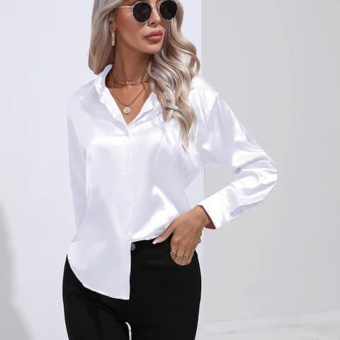 Isabelle | Satinbluse Damen Langarm Elegant