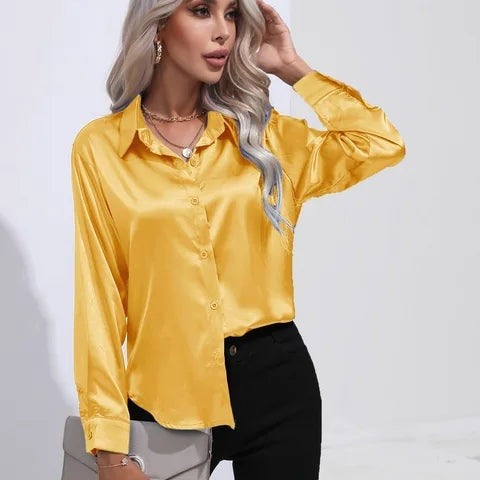 Isabelle | Satinbluse Damen Langarm Elegant