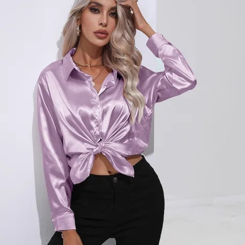 Isabelle | Satinbluse Damen Langarm Elegant