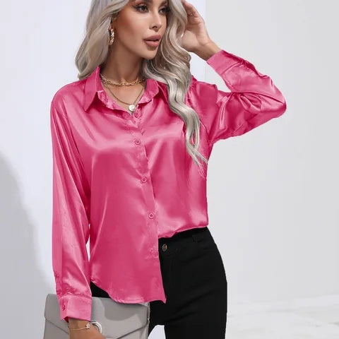 Isabelle | Satinbluse Damen Langarm Elegant