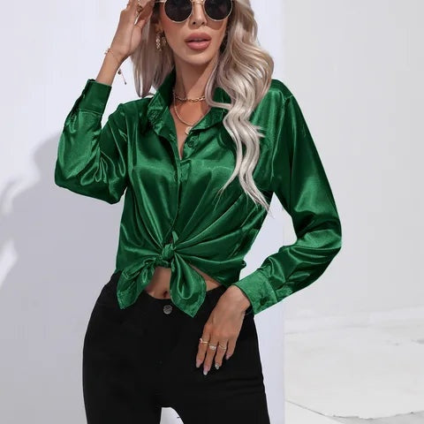 Isabelle | Satinbluse Damen Langarm Elegant