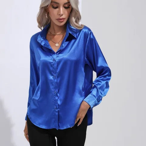 Isabelle | Satinbluse Damen Langarm Elegant