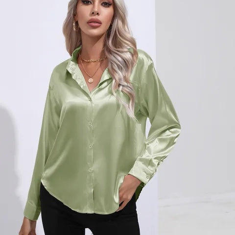 Isabelle | Satinbluse Damen Langarm Elegant