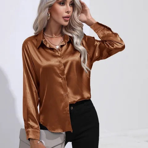 Isabelle | Satinbluse Damen Langarm Elegant