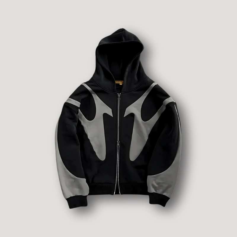 István | Kapucnis Pulóver Férfi Zip-Up Mintás Oversize